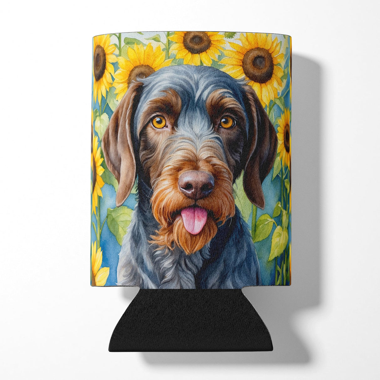 German Wirehaired Pointer in Sunflowers Can or Bottle Hugger by Caroline's Treasures