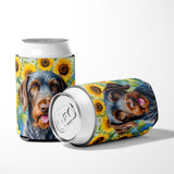 German Wirehaired Pointer in Sunflowers Can or Bottle Hugger by Caroline's Treasures