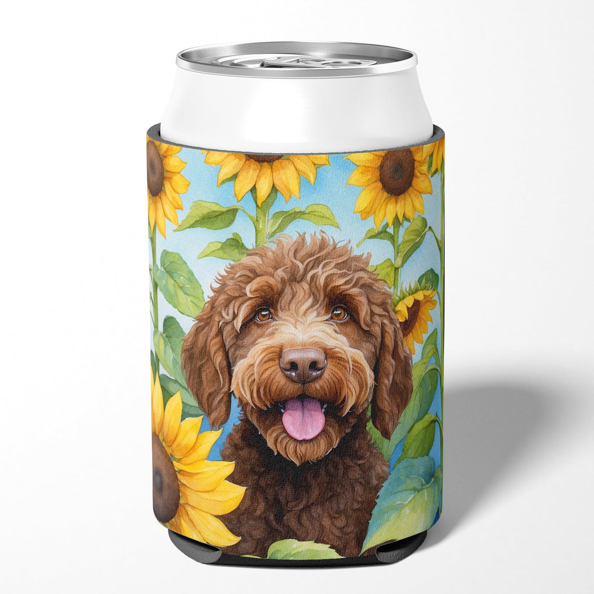 Labradoodle in Sunflowers Can or Bottle Hugger by Caroline's Treasures