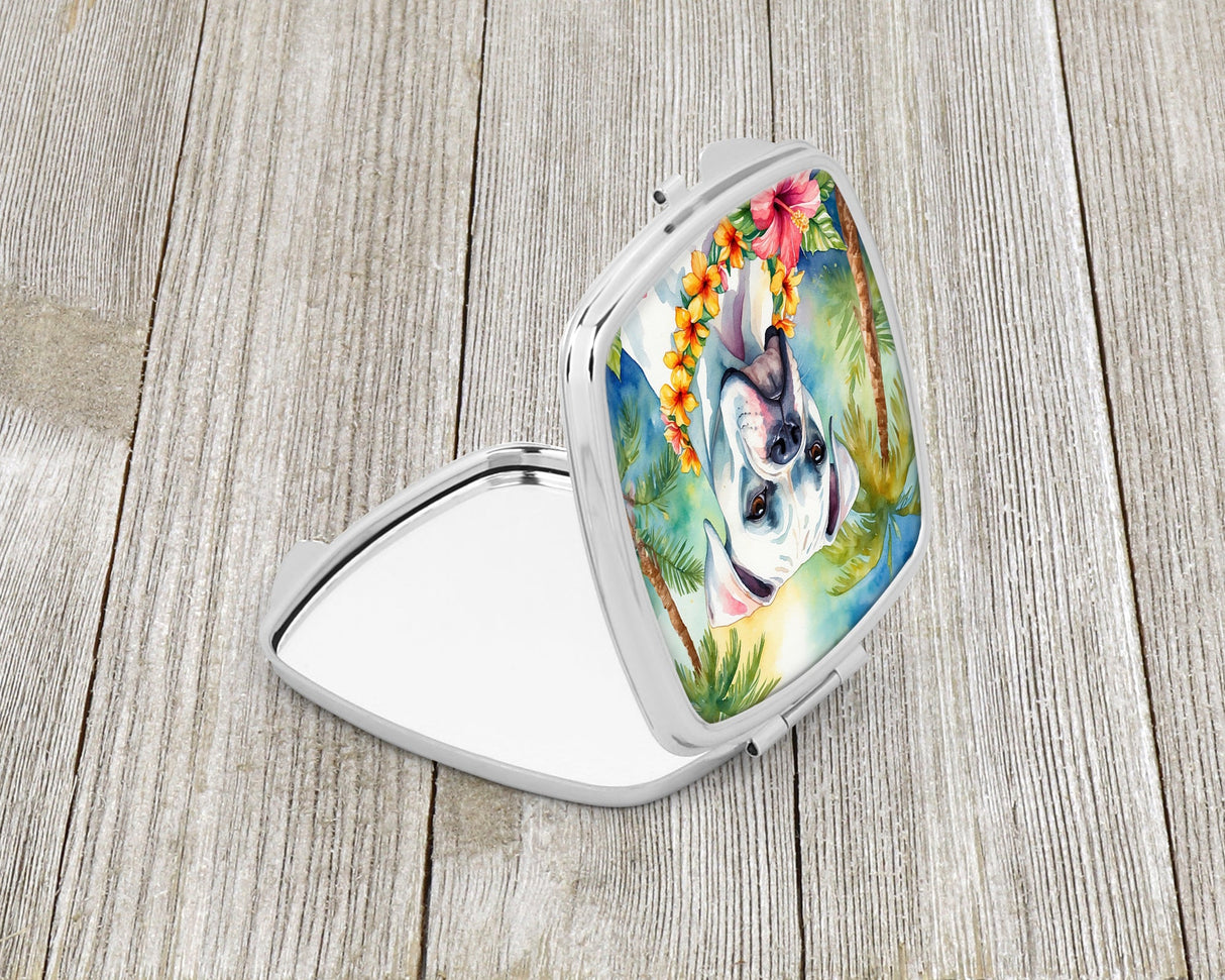 White Boxer Luau Compact Mirror by Caroline's Treasures