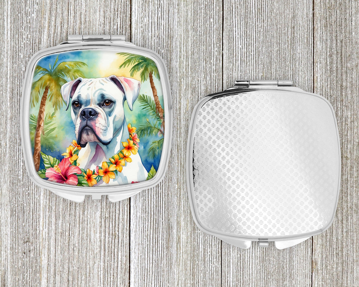 White Boxer Luau Compact Mirror by Caroline's Treasures