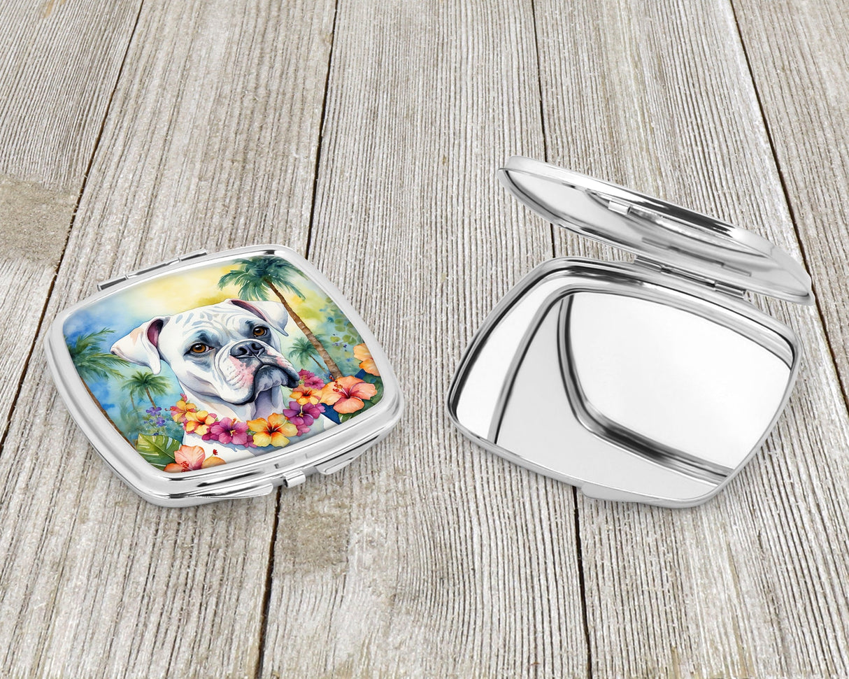 White Boxer Luau Compact Mirror by Caroline's Treasures