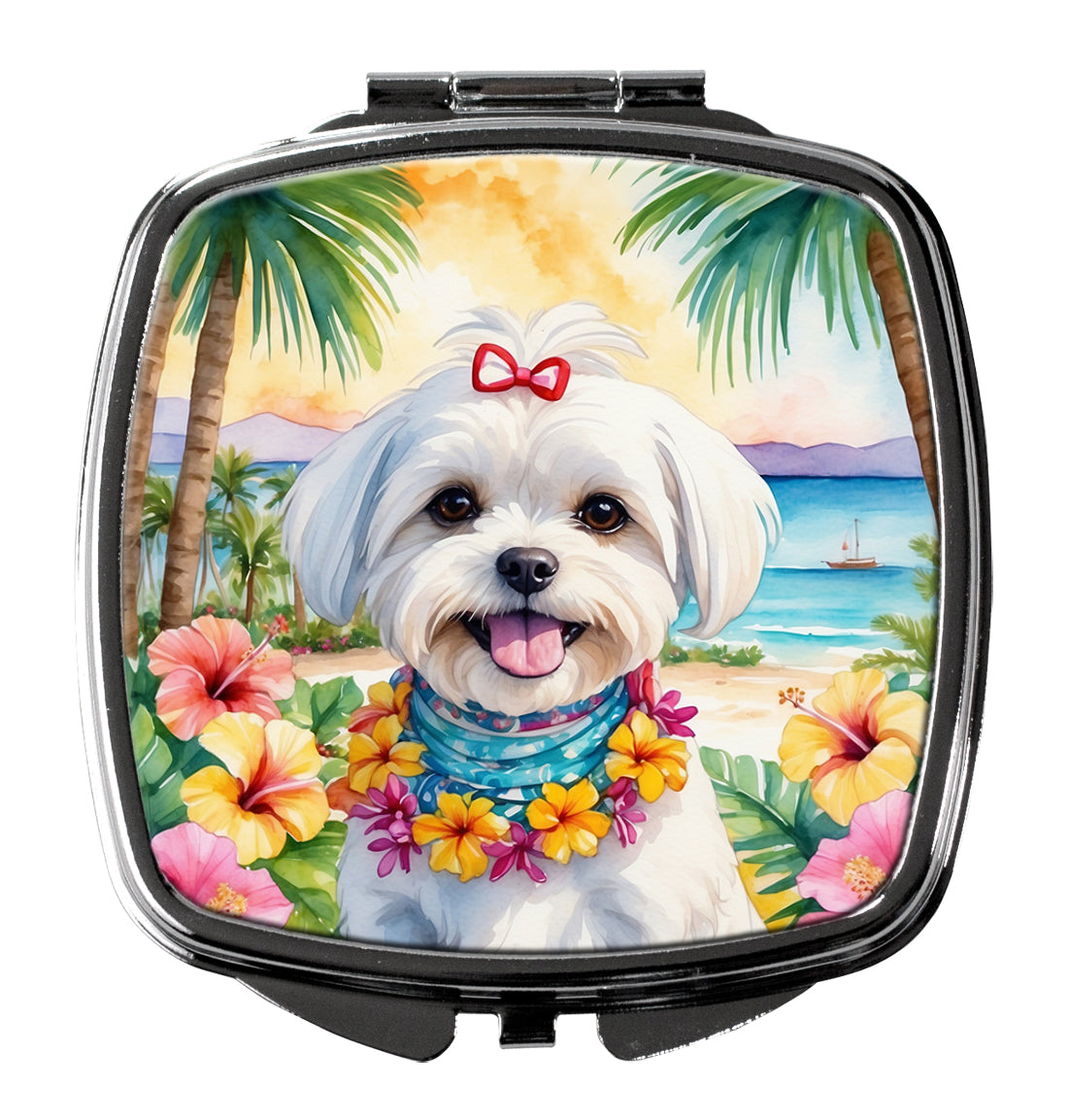 Maltese Luau Compact Mirror by Caroline's Treasures