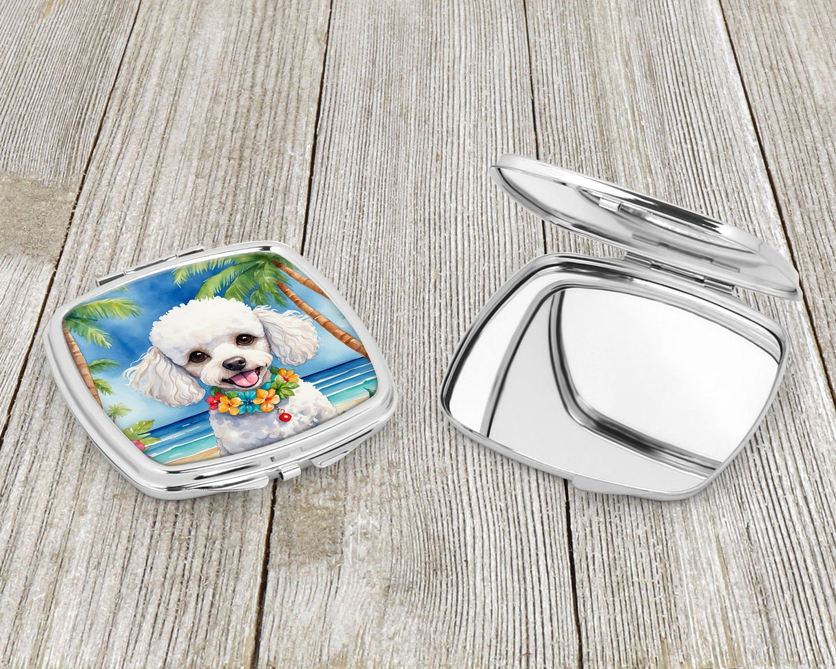 White Poodle Luau Compact Mirror by Caroline's Treasures