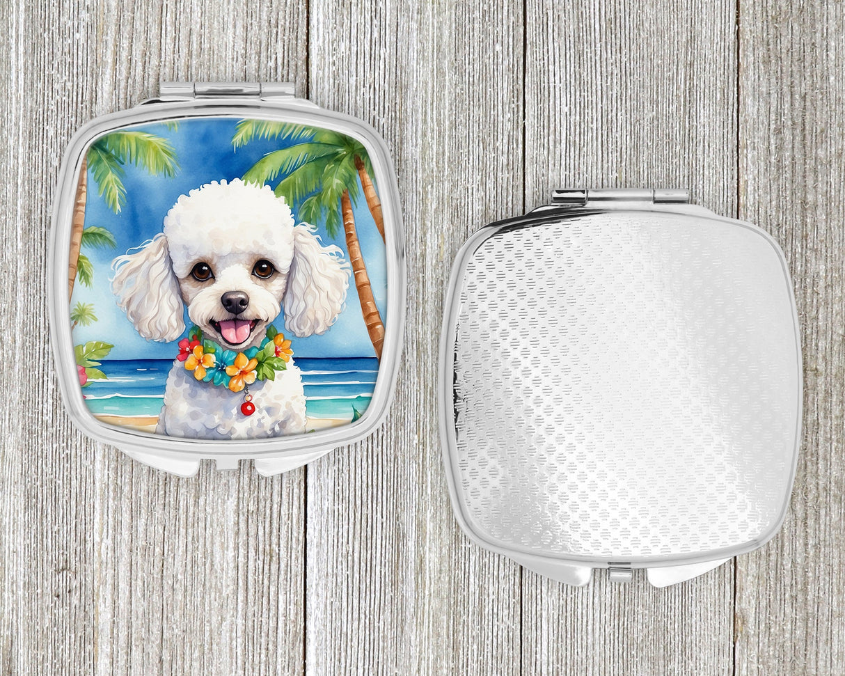 White Poodle Luau Compact Mirror by Caroline's Treasures