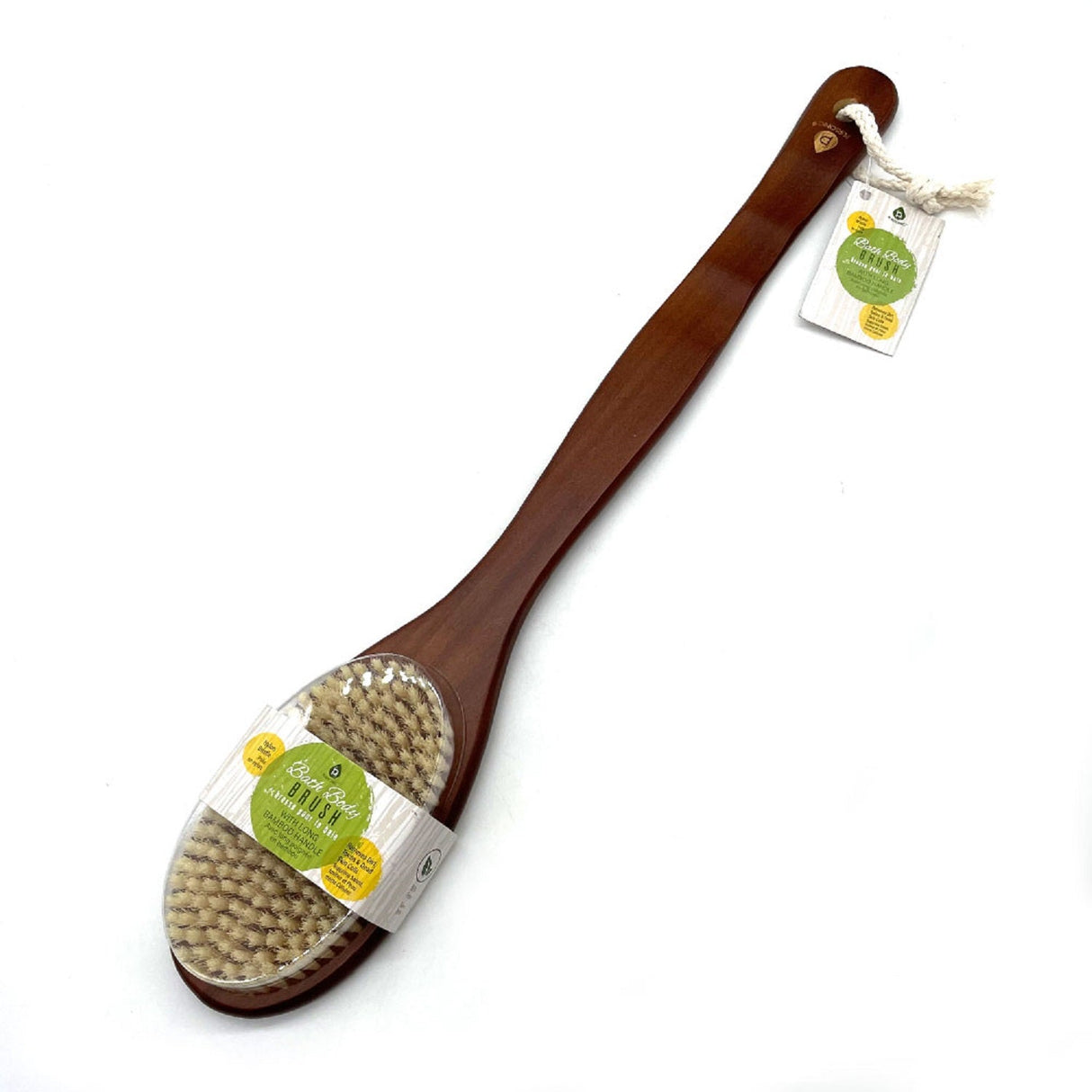 Bath Body Brush With Long Bamboo Handle by Pursonic