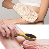 Sisal Hemp Bath Glove, Pack of 2, and 4-in-1 Foot Scrubber Bundle by Pursonic