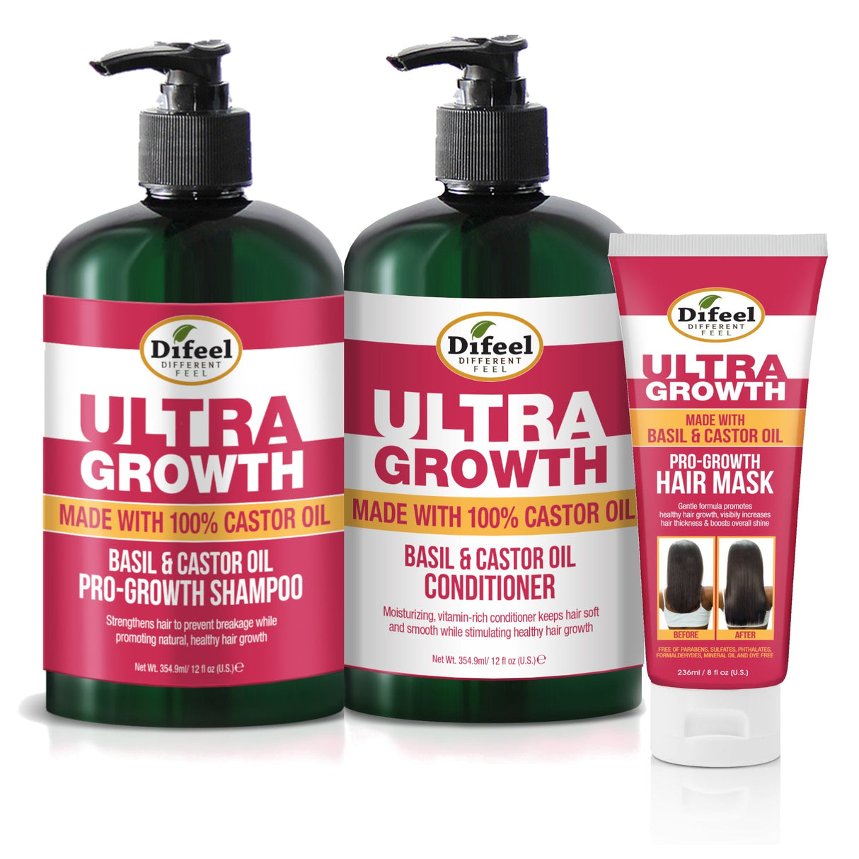 Difeel Ultra Growth Intense Growth Collection - 3-PC Shampoo, Conditioner & Hair Mask Set by difeel - find your natural beauty