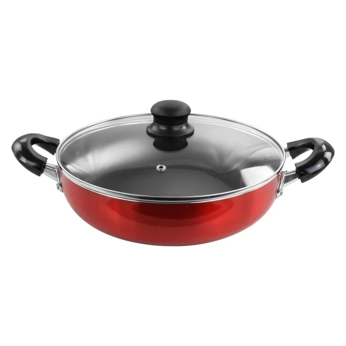 Better Chef Better Chef 10" Aluminum Non-Stick Deep Fryer W/Glass Lid Metallic - Red - 10 inch