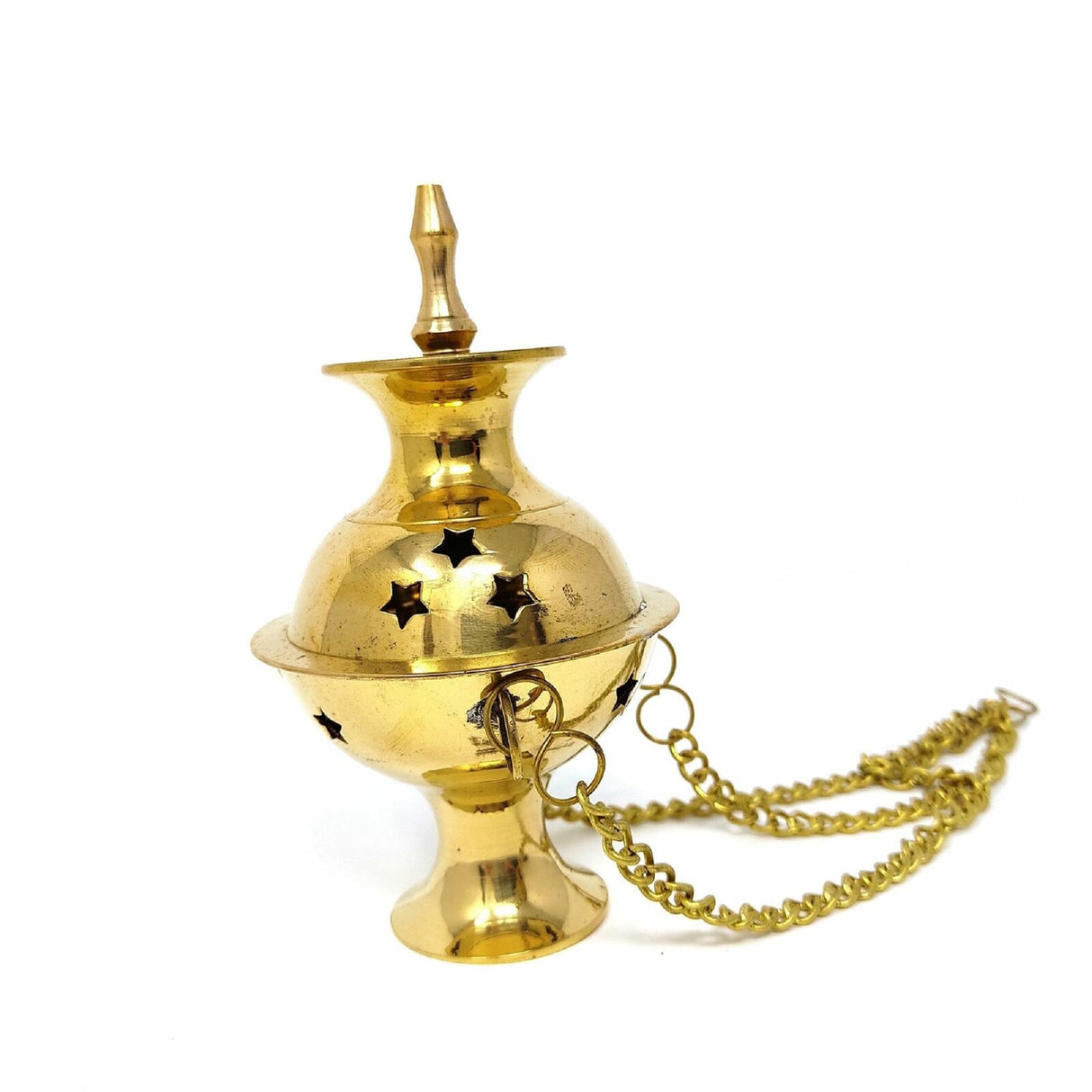 Hanging Brass Burner for cone incense and resins-  4", 6" and 8" by OMSutra