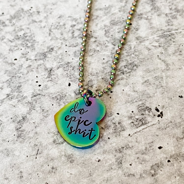 DO EPIC SHIT Rainbow Heart Necklace by Salt and Sparkle