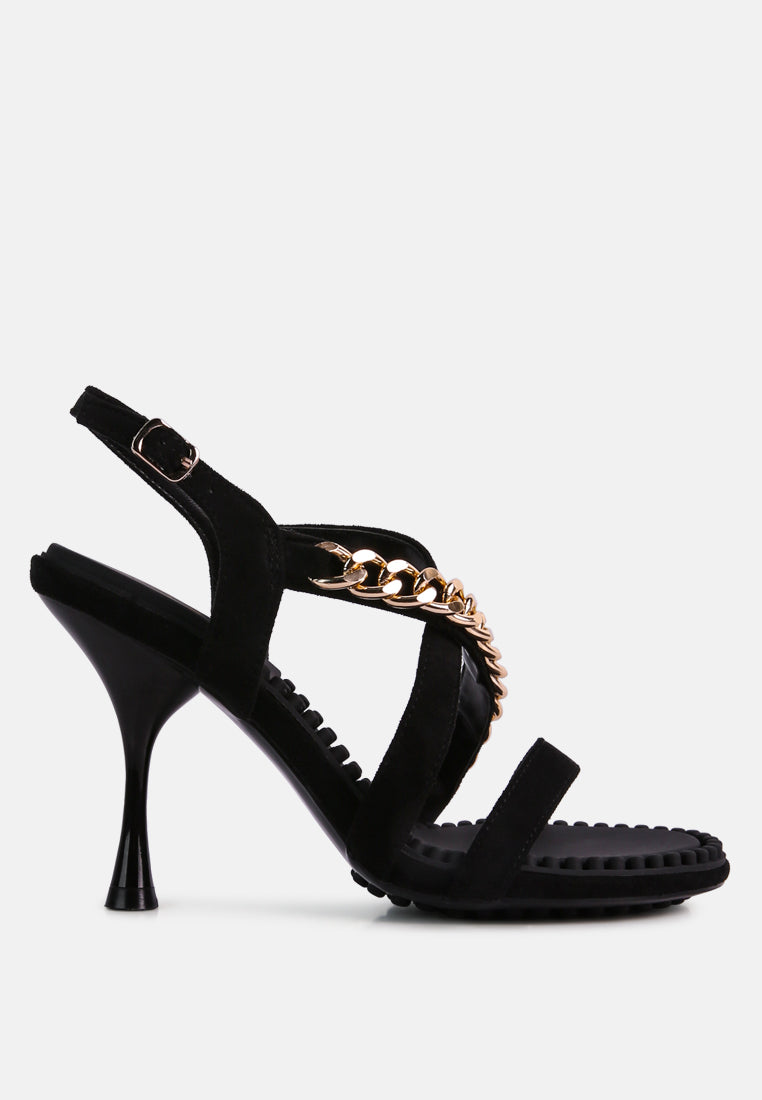 domeda metal chain mid heel sandal by London Rag