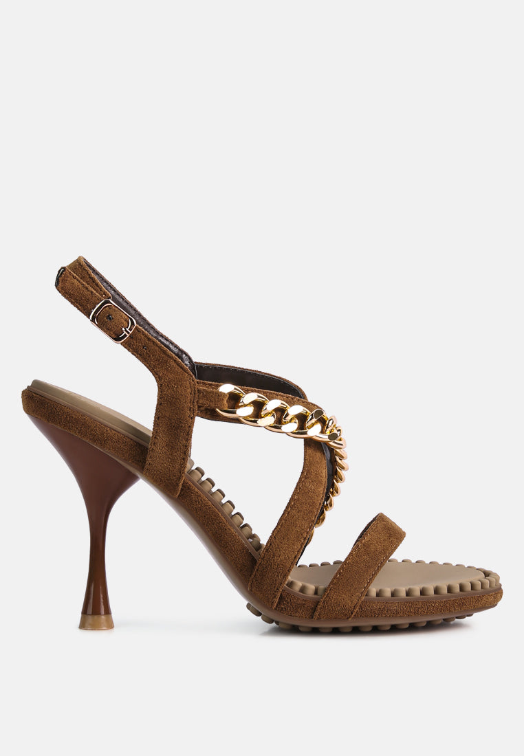 domeda metal chain mid heel sandal by London Rag