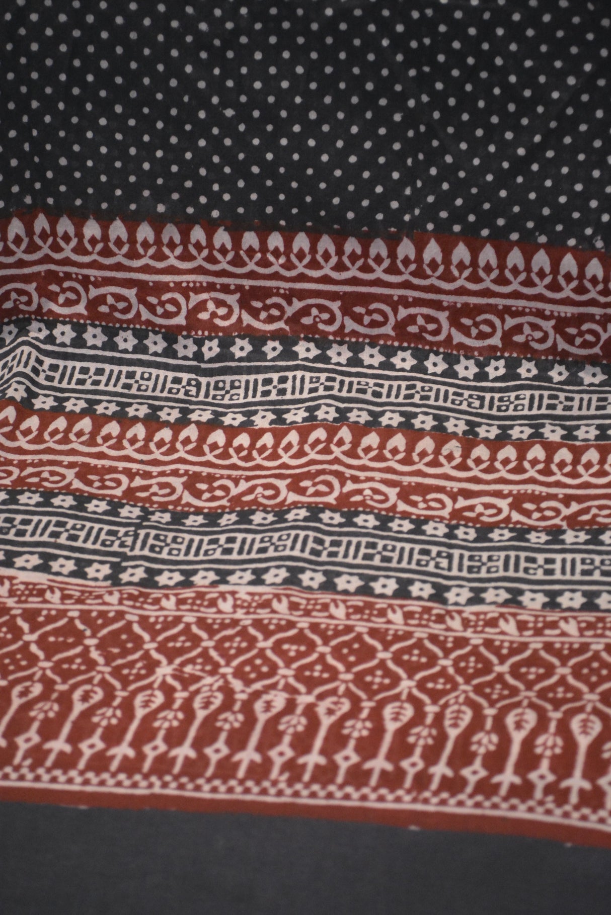 Red and Black Paisely Design Hand Block Printed Naturally Dyed Textiles by OMSutra