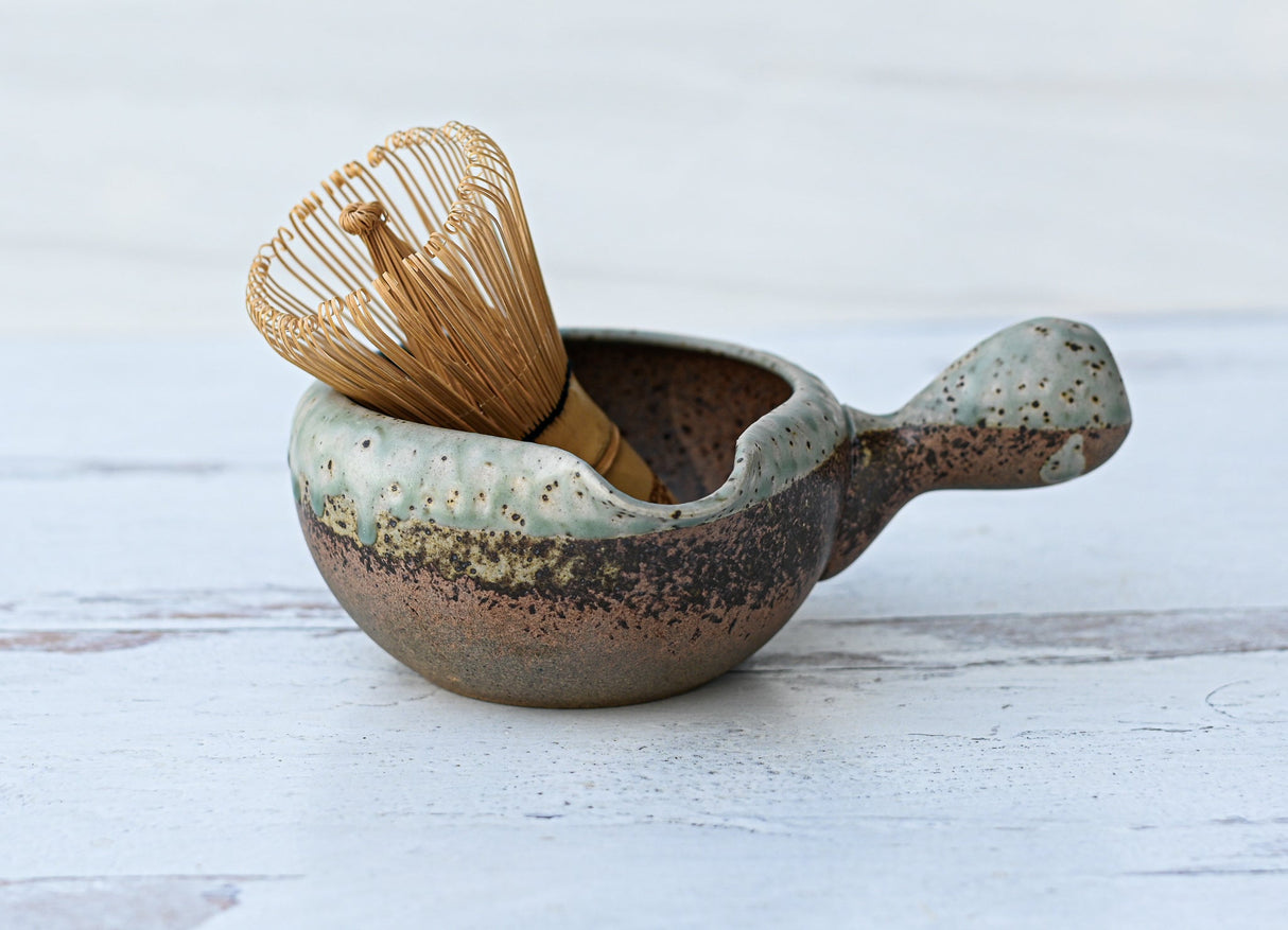 Brown Matcha Bowl with Spout by Aprika Life