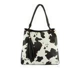 Women Cow Printed Satchel Bag Tote Purse by hfstylish