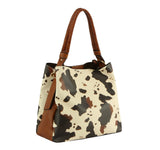 Women Cow Printed Satchel Bag Tote Purse by hfstylish