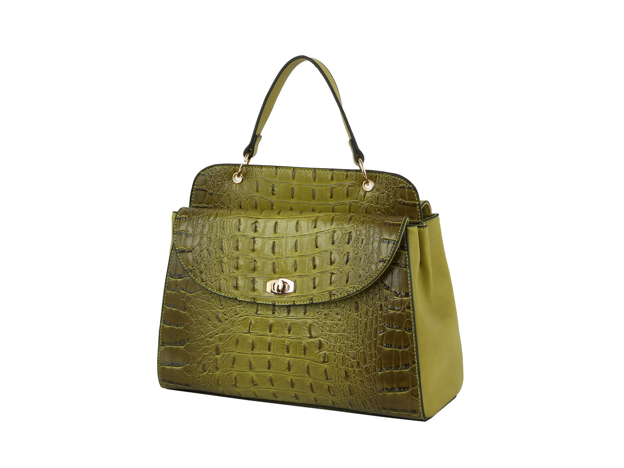 Fashion Croco and Plain Double Satchel with Wallet by hfstylish