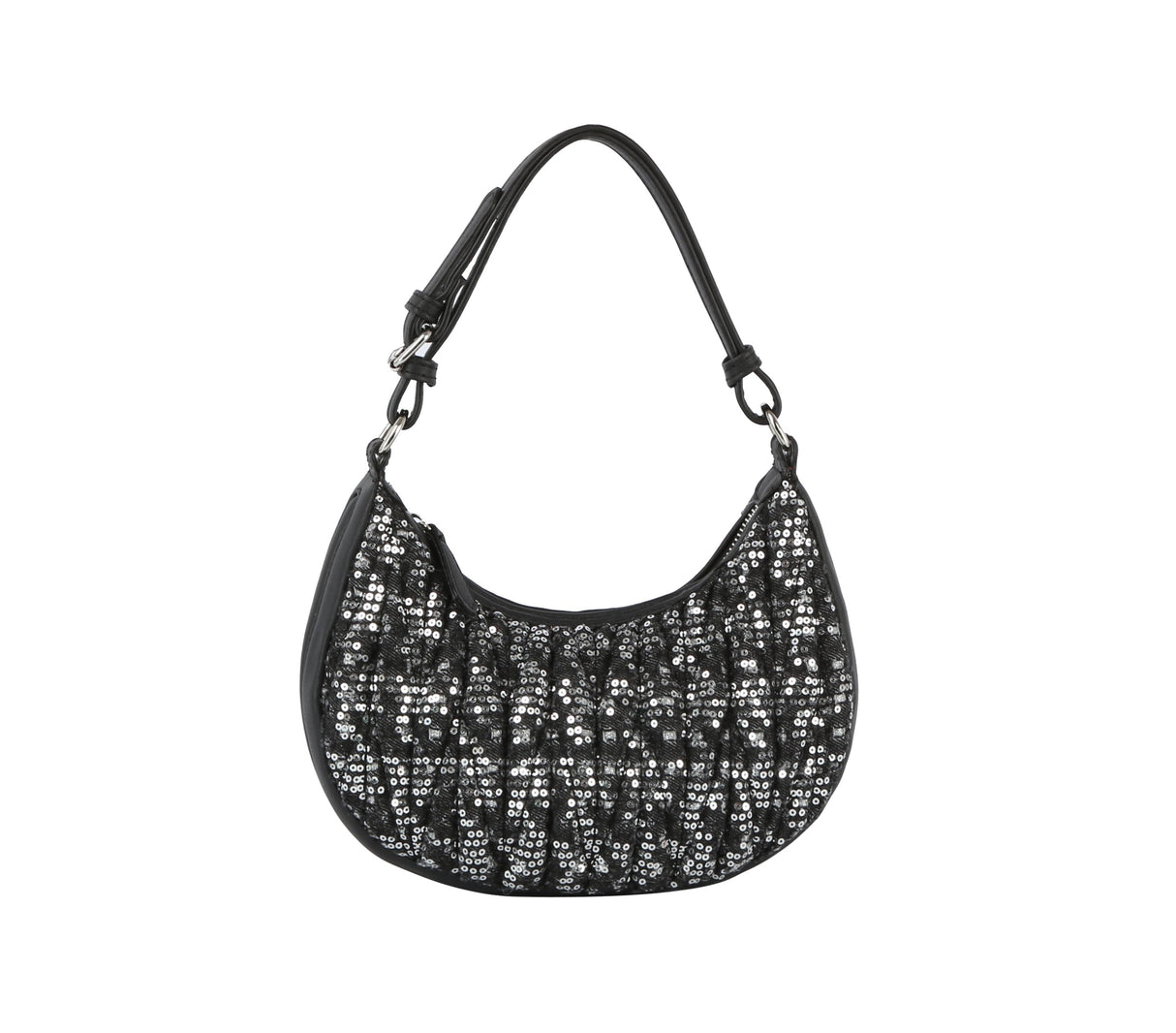 Quilted sequins denim shoulder bag by hfstylish