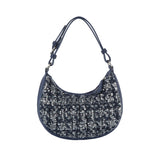 Quilted sequins denim shoulder bag by hfstylish