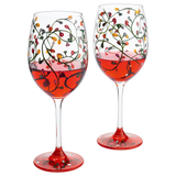 Stemmed Christmas Lights Wine Glasses Set of 2 - Hand Painted Wine Glass Ornament Light Bulbs Glasses, Perfect for Wine, Champagne, Holiday Parties and Festivities - 9.5" High, 21 oz Capacity by The Wine Savant