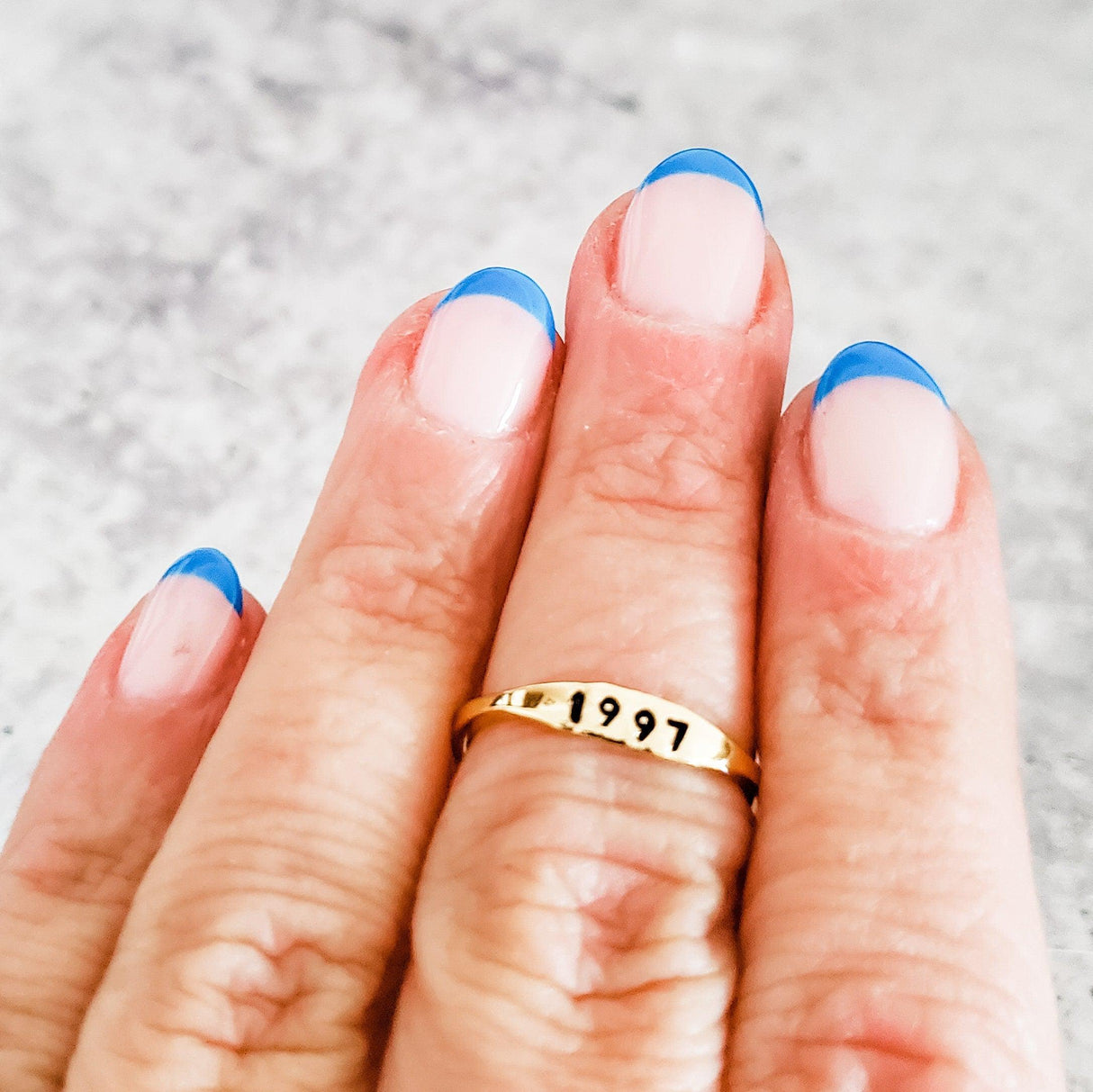 Dainty Gold Initial Ring by Salt and Sparkle