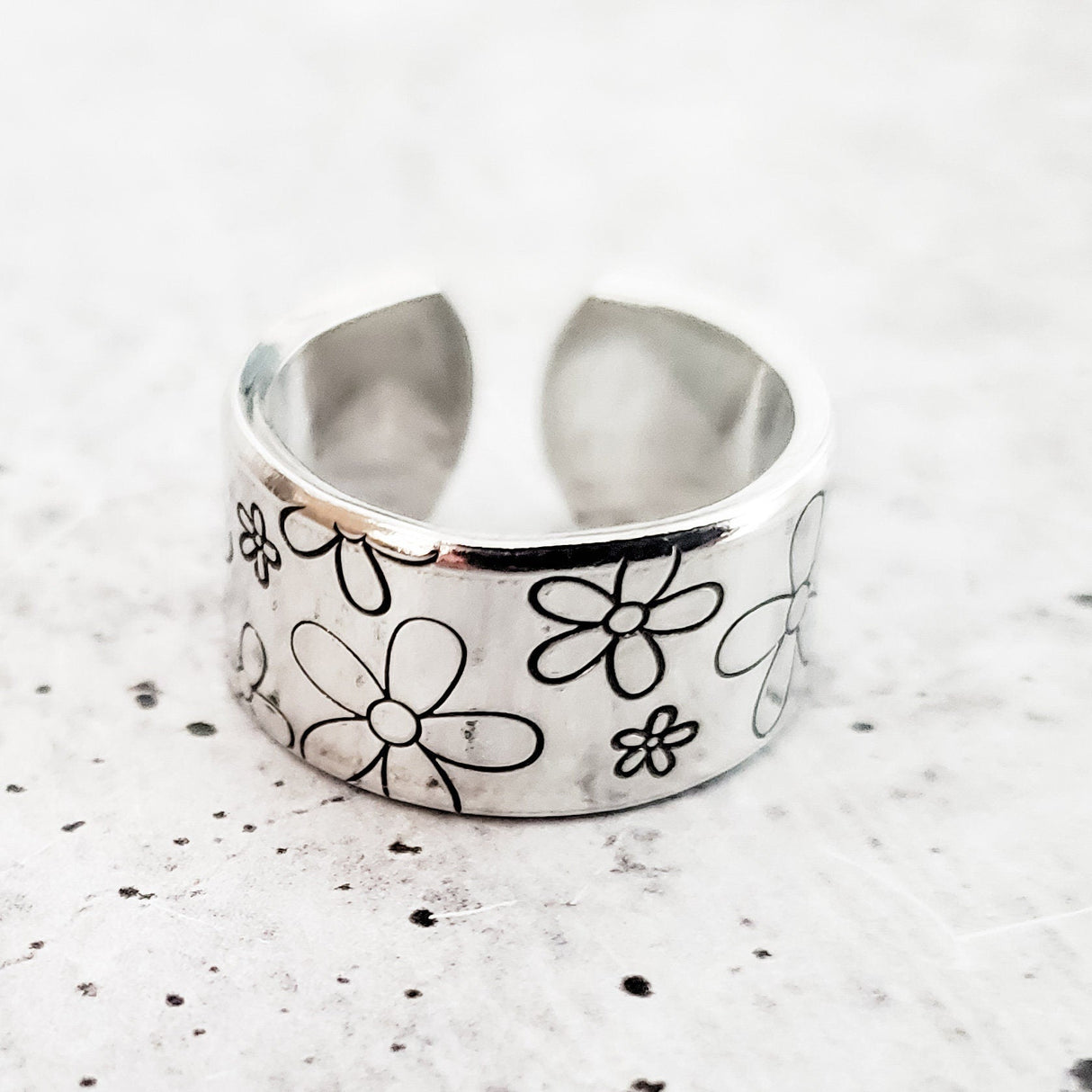 Daisy Silver Flower Ring by Salt and Sparkle