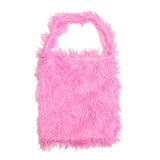 Solid Color Faux Fur Fringe Shoulder Bag by Madeline Love