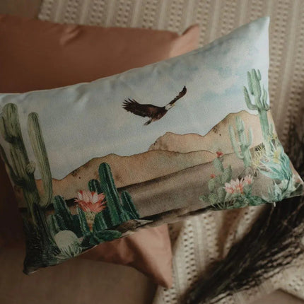 Desert Saguaro Cactus | Pillow Cover | 18x12 | Southwestern Desert | Arizona Gifts | Home Decor | Gift Idea | Arizona Art | Desert Painting by UniikPillows