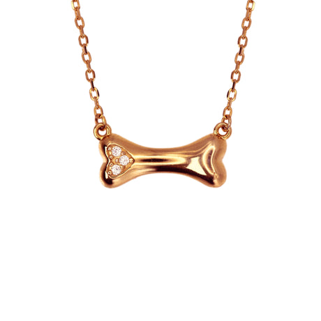 14k Yellow Gold Diamond Dog Bone Necklace by VicStoneNYC Fine Jewelry