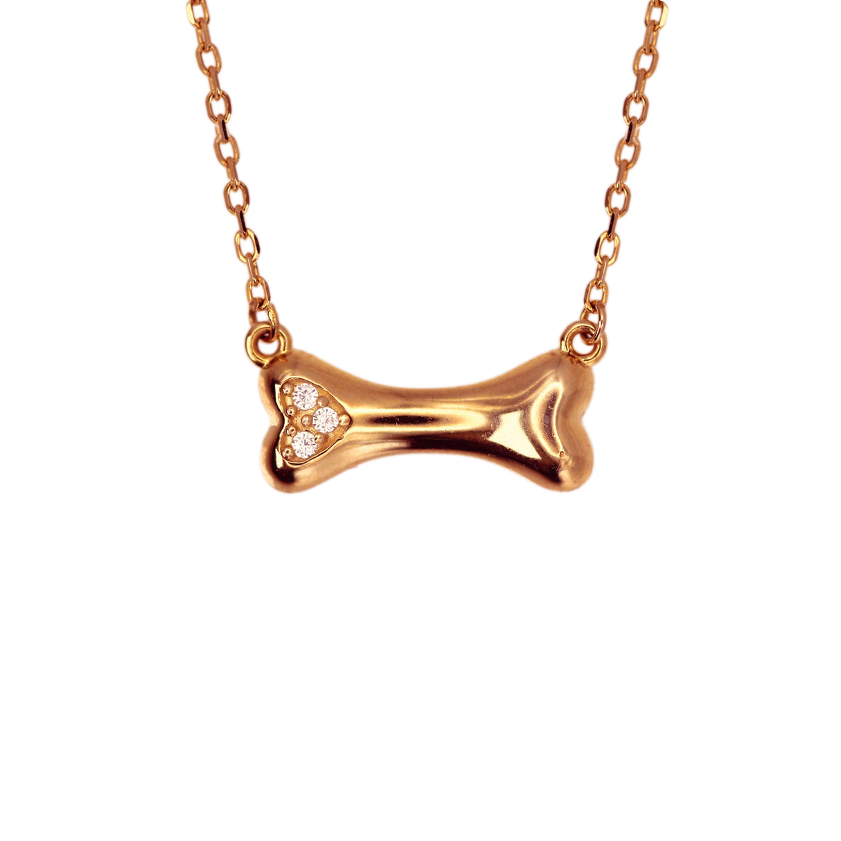 14k Diamond Dog Bone Rose Gold Necklace by VicStoneNYC Fine Jewelry