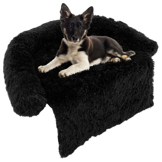 Plush Calming Dog Couch Bed with Anti-Slip Bottom-M