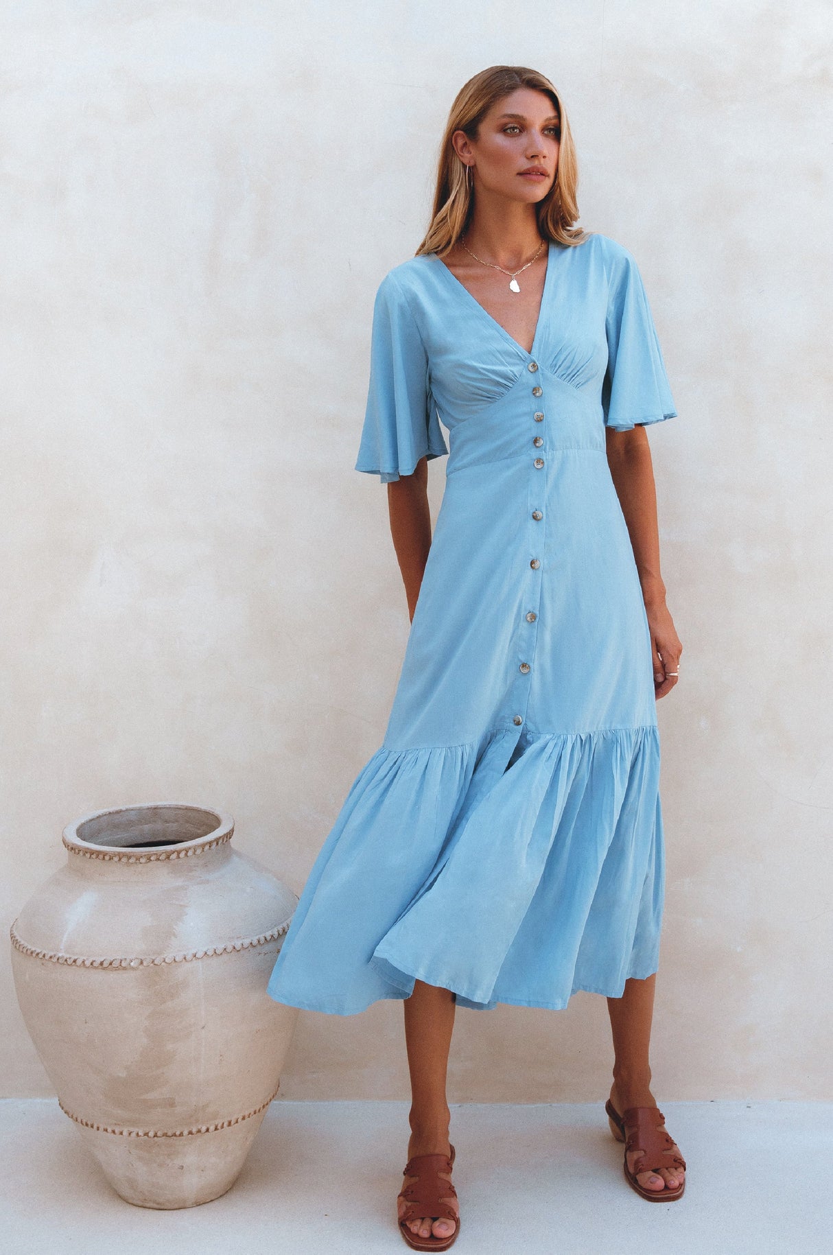 Donna Button Down Midi Dress by ELF