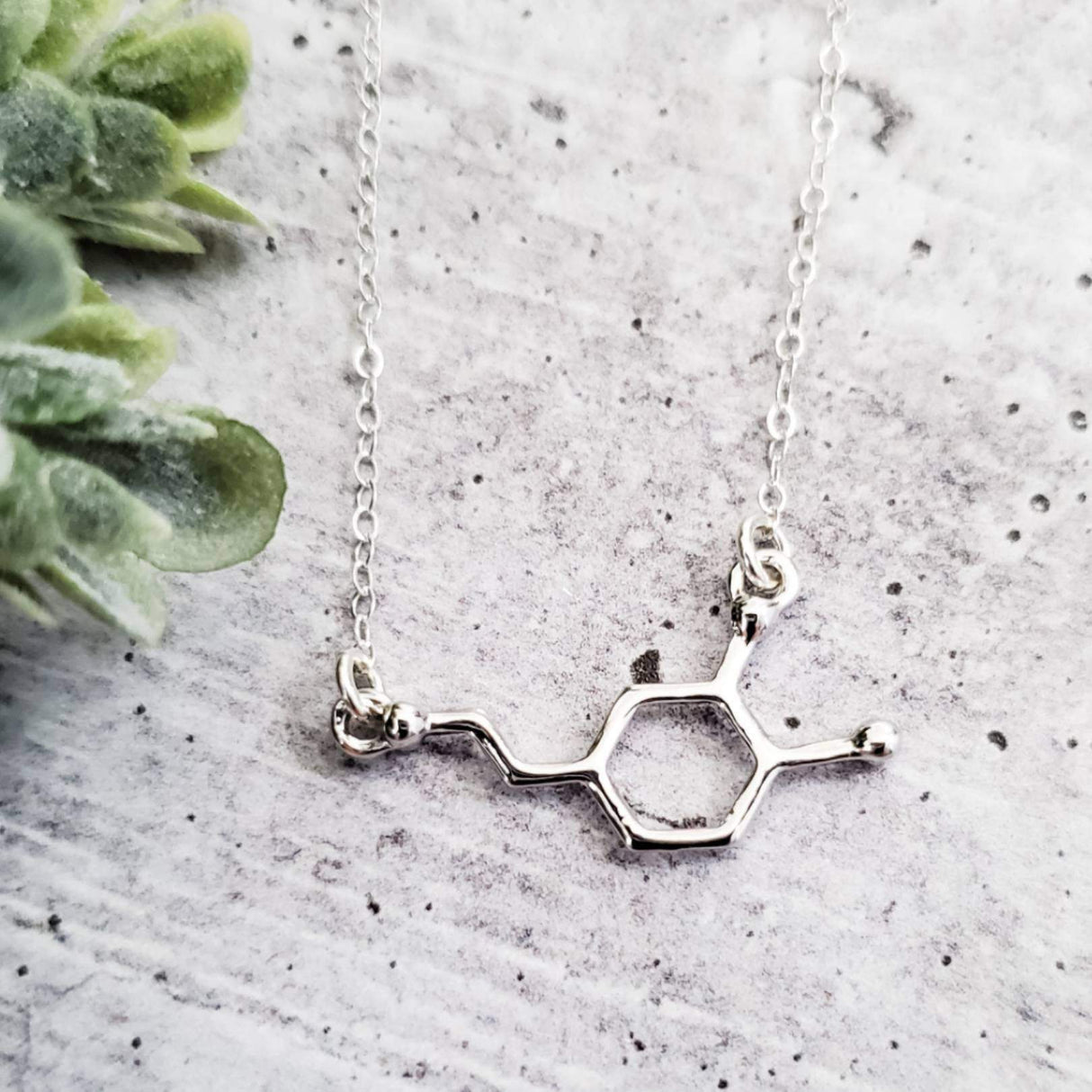 Dopamine Structural Formula Necklace by Salt and Sparkle