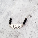 Double Heart Initial Custom Necklace by Salt and Sparkle