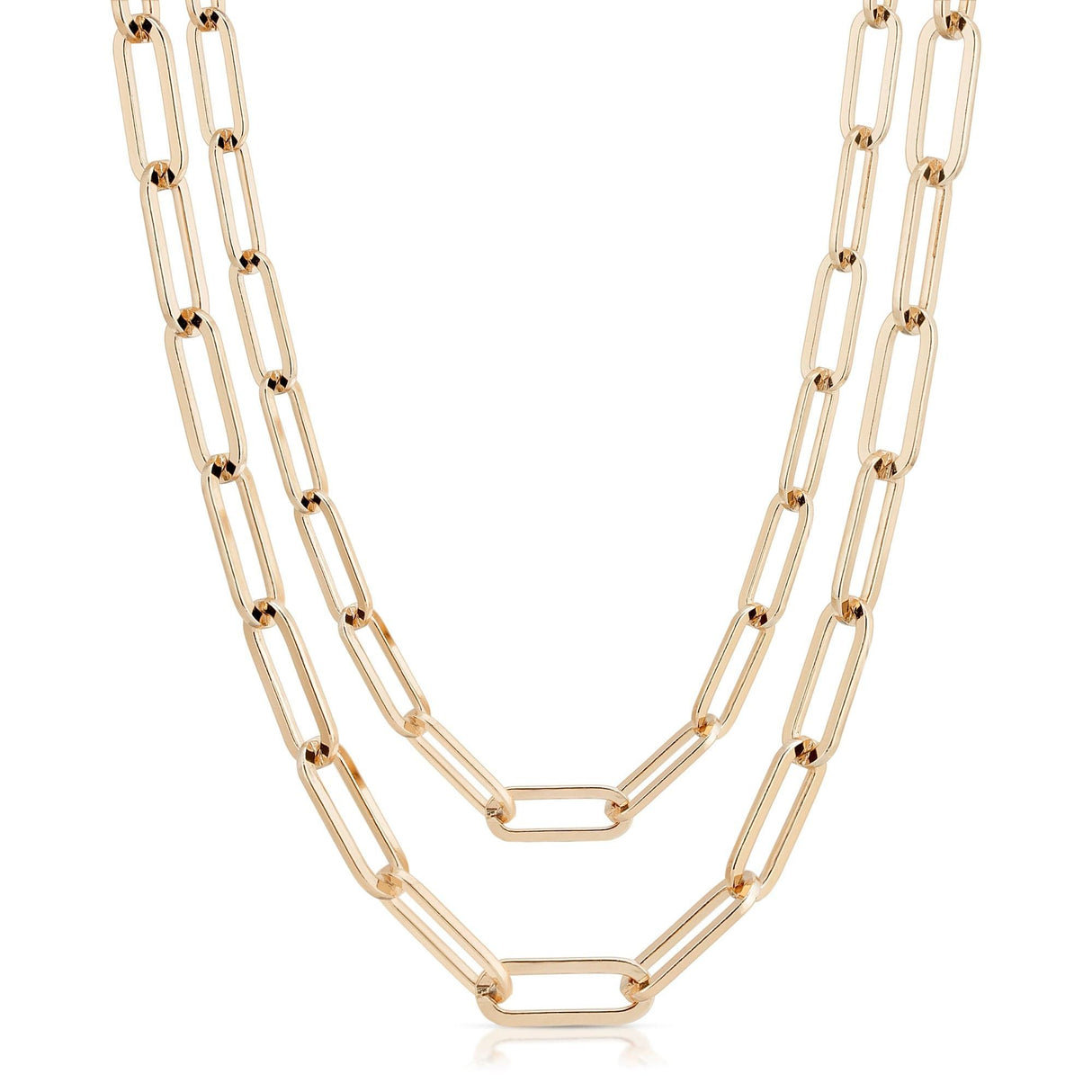 Double Large Elongated Link Chain Necklace by eklexic jewelry