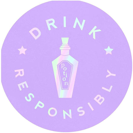 Drink Responsibly Silver Iridescent Potion Round Party/Beverage/Cocktail Napkins by The Bullish Store - Vysn