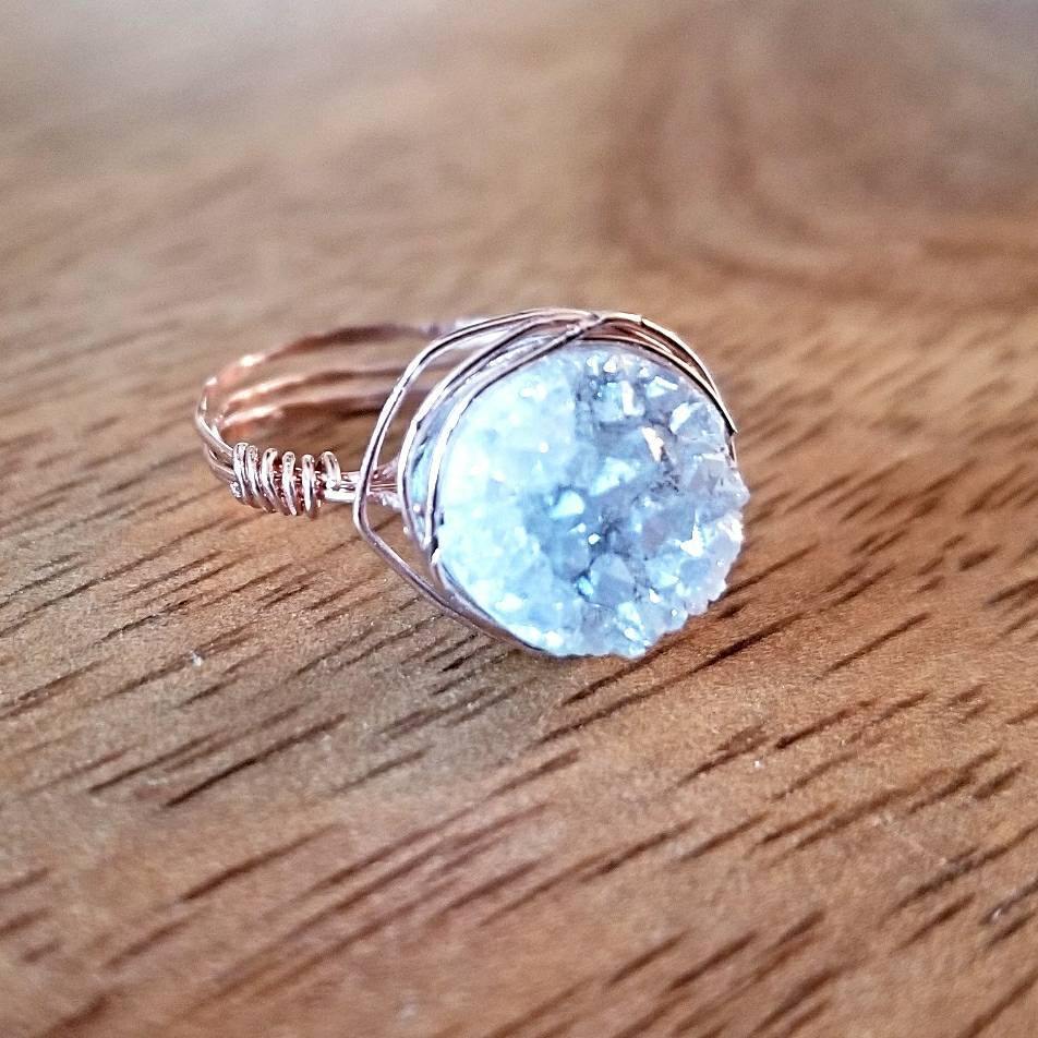 Druzy Crystal Wire Wrapped Stacking Ring by Salt and Sparkle