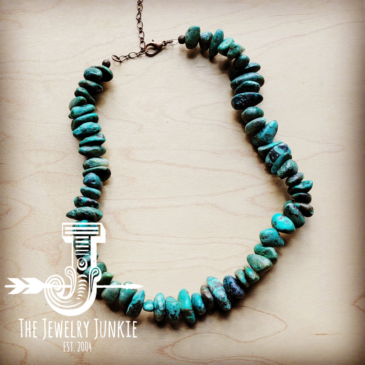 Chunky Natural Turquoise Collar Length Necklace (245b) by The Jewelry Junkie