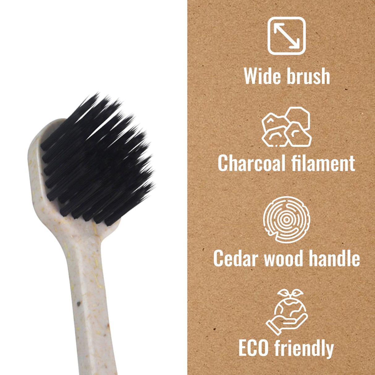 Wide Brush Head Charcoal Toothbrush by Pursonic