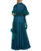 Badgley Mischka Feather Wrap sequin gown by Curated Brands