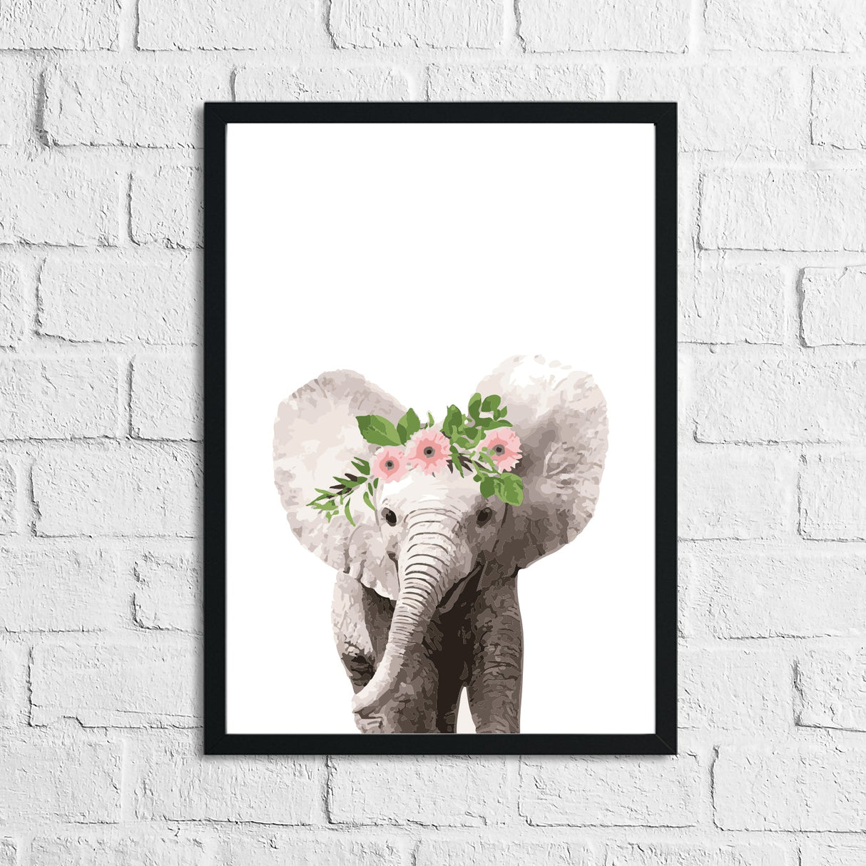 Elephant Wild Animal Floral Nursery Children's Room Wall Decor Print by WinsterCreations™ Official Store