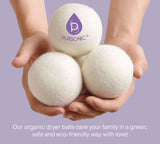 Wool Dryer Balls Bundle - Reusable Laundry Balls Made from Pure New Zealand Wool - Includes Lavender & Peppermint Oils by Pursonic