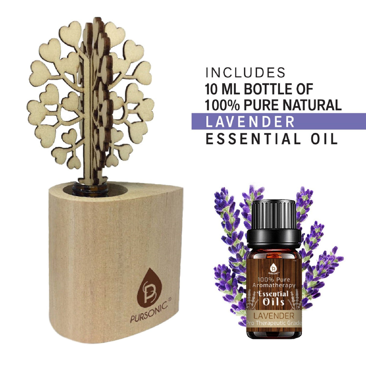 3D Wooden Tree Reed Diffuser with Lavender Essential Oil by Pursonic