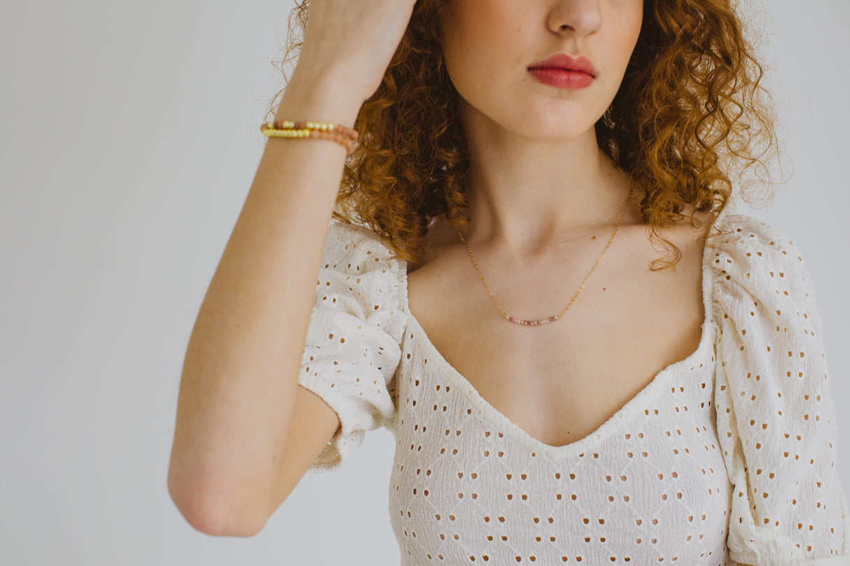 Morse Code Dainty Stone Necklace // Love by ETHICGOODS