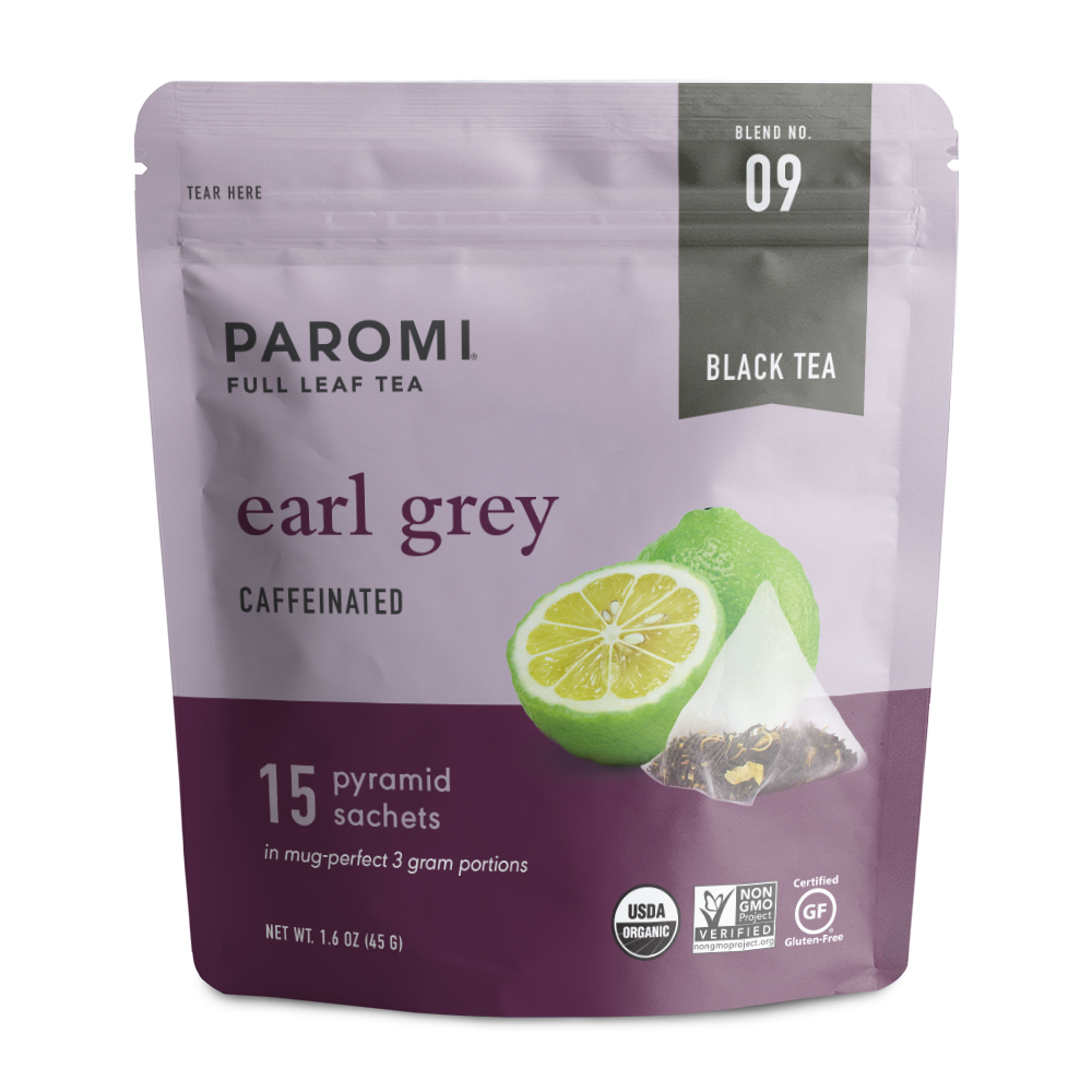 Organic Earl Grey Black Tea, Full Leaf, in Pyramid Tea Bags by Paromi Tea