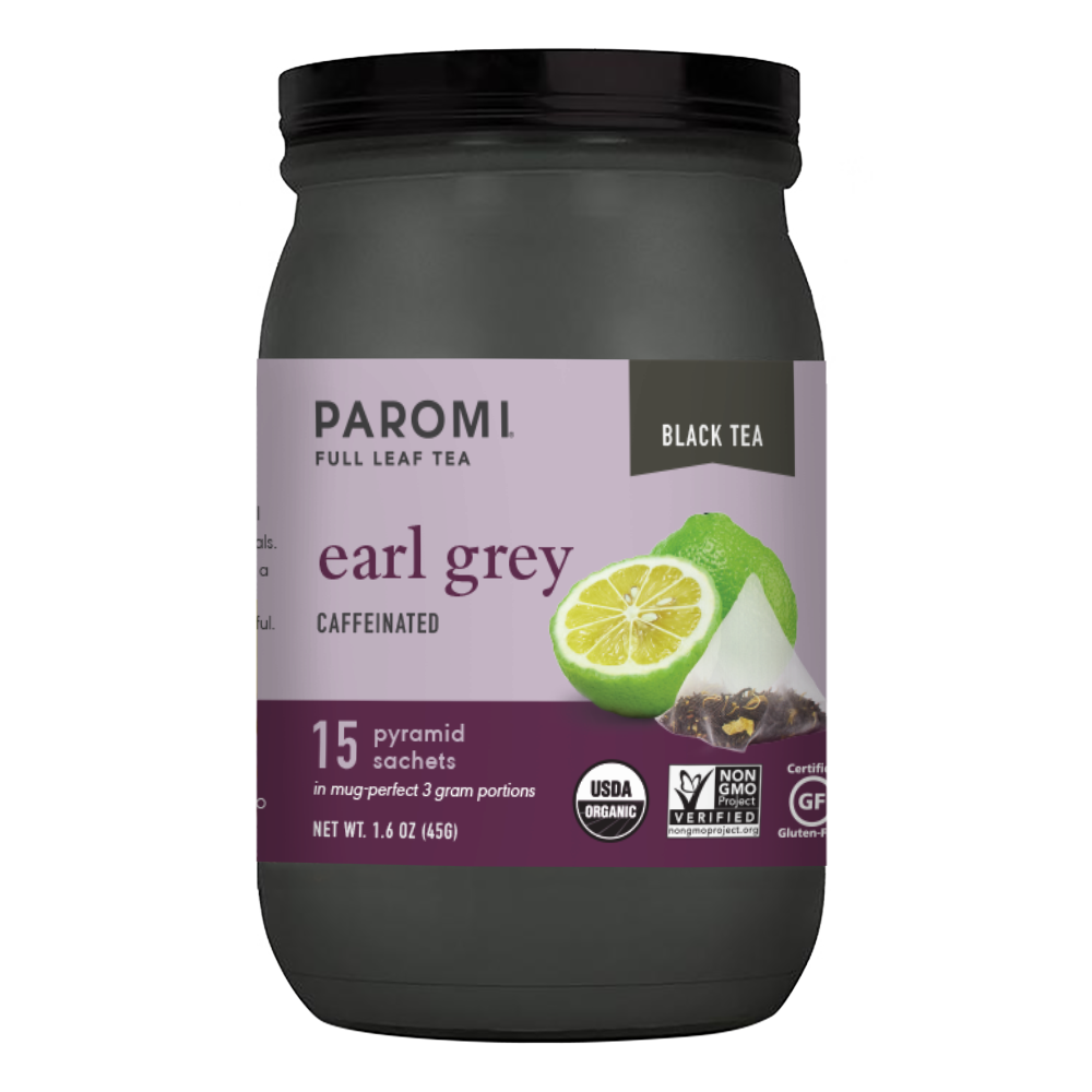 Organic Earl Grey Black Tea, Full Leaf, in Pyramid Tea Bags by Paromi Tea