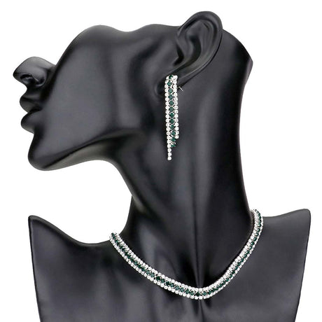 3Rows Rhinestone Pave Choker Necklace by Madeline Love