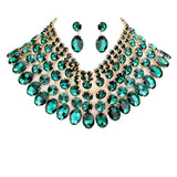 Crystal Glass Bib Statement Necklace Earring Set by Madeline Love