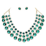 Crystal Pave Trim Round Evening Necklace Earring Set by Madeline Love